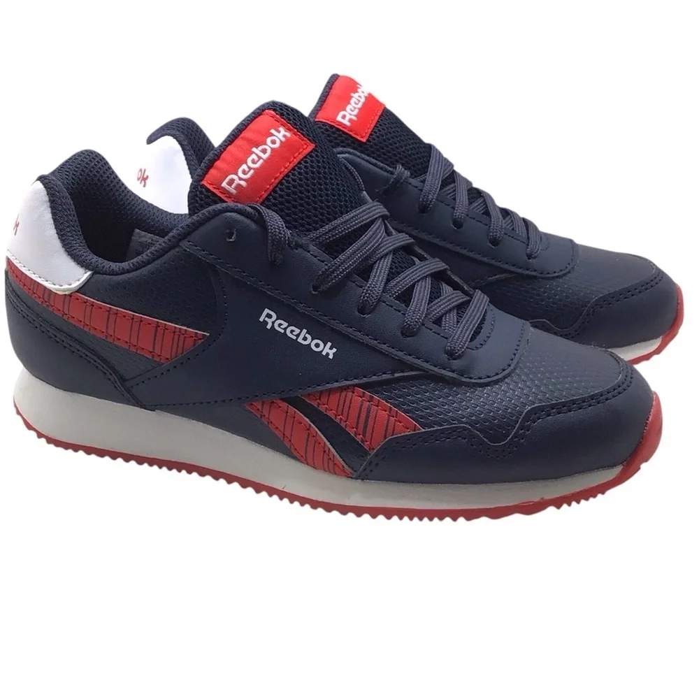 Reebok Royal CL Jog 3.0 Kids Sneakers Size 1 Navy Red White Retro Runner NIB